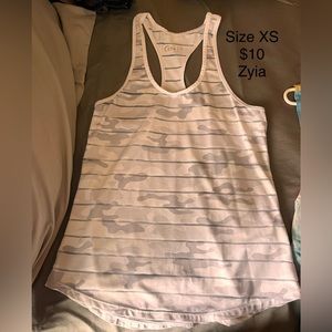 White camo Zyia tank.